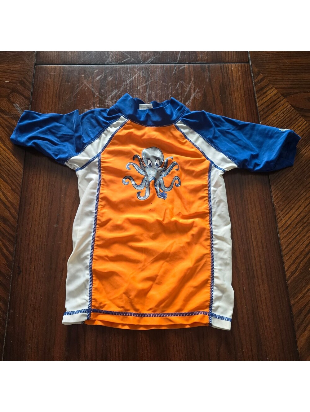 UV Skinz Octopus Rash Guard Swim Shirt Size 5 Orange Blue